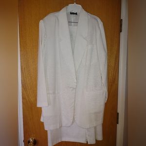 White linen look suit